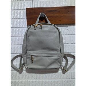 Clark &  Madison Mid-Size Light Gray Shiny Pebble Leather Back-Pack No sign of W